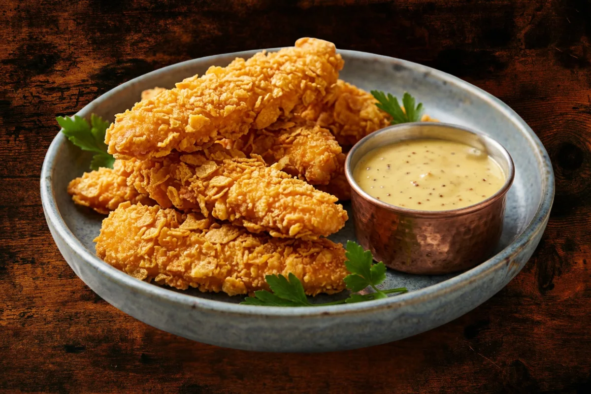 Chicken flakes with cornflakes
