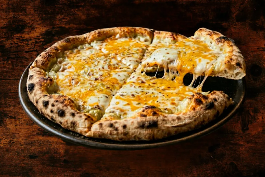 Flatbread with cheddar and yellow cheese