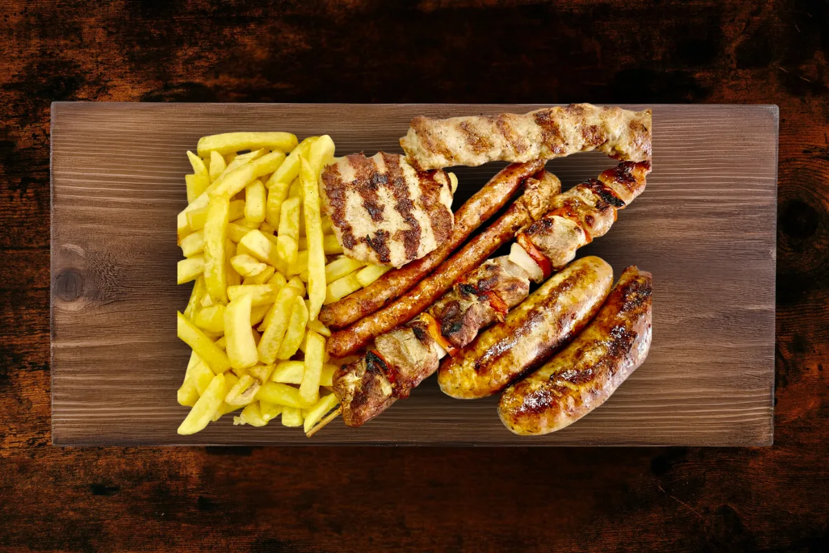 Pork mixed grill with french fries