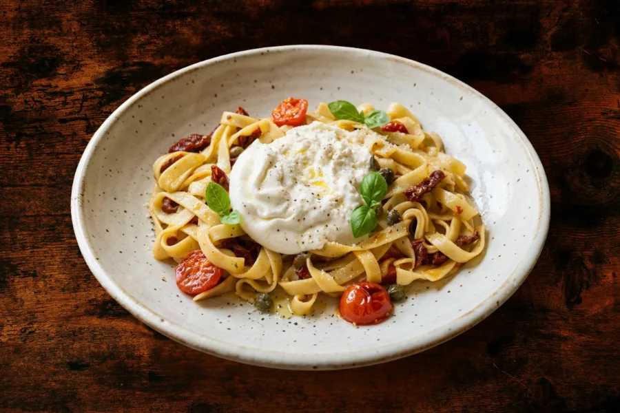 Tagliatelle italiana with burrata