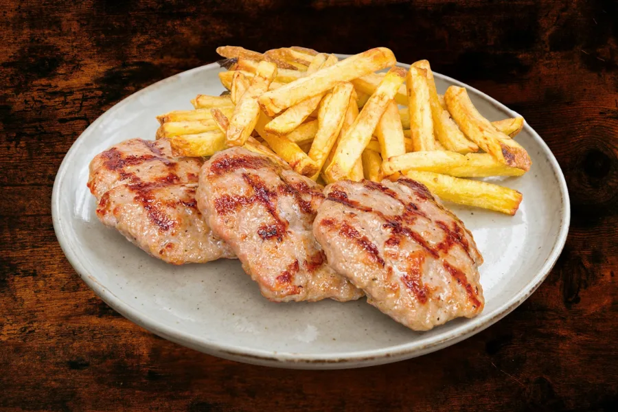 3 grilled meatballs with a side dish of your choice