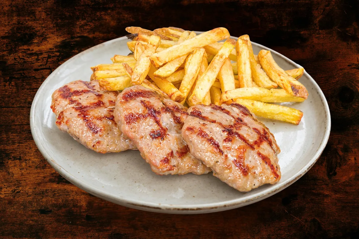 3 grilled meatballs with a side dish of your choice